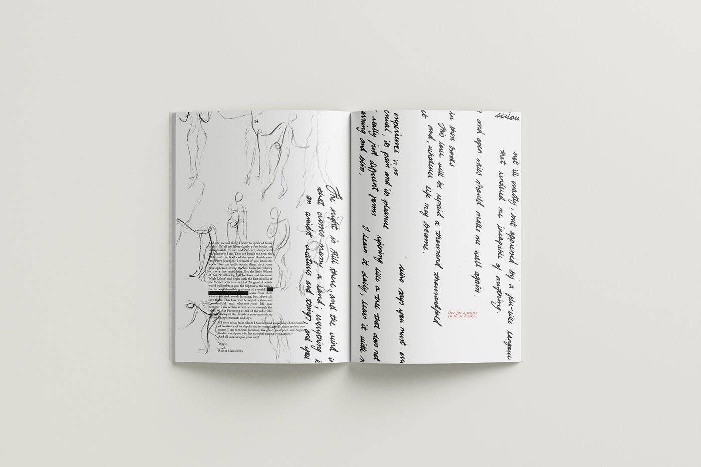Letters to a Young Poet book spread mockup one.