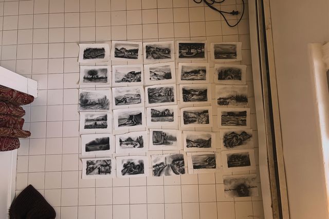 Untitled Series charcoal drawing process photograph one.