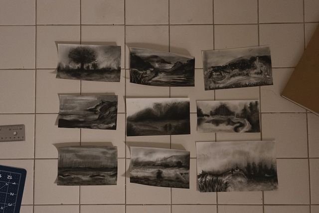 Untitled Series charcoal drawing process photograph two.