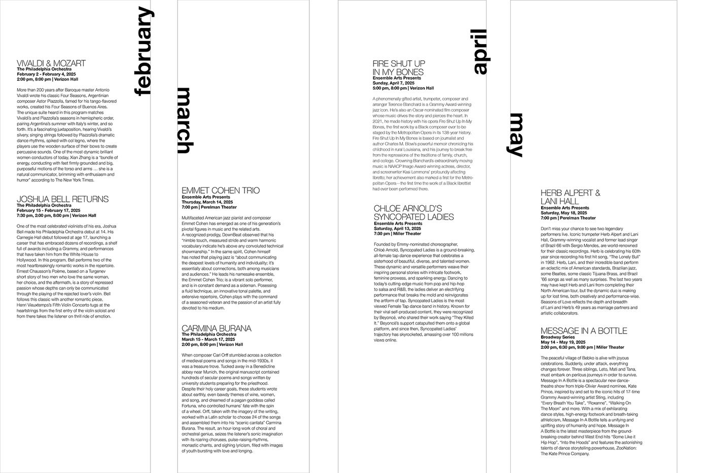 Ensemble Arts mailer layout two.
