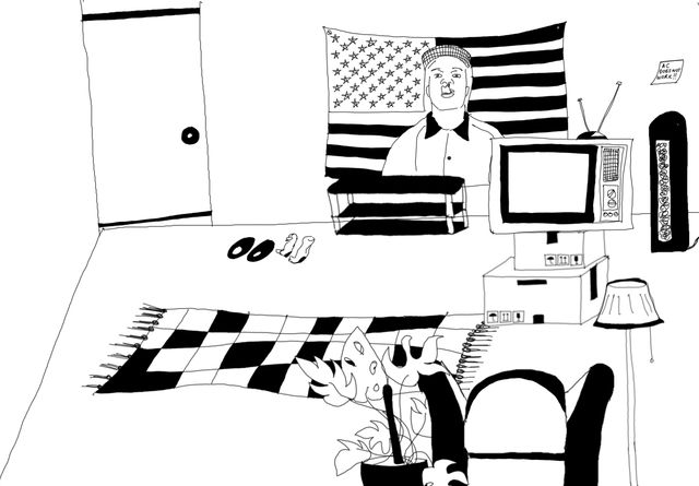 Rated Raw black-and-white room illustration process study two.
